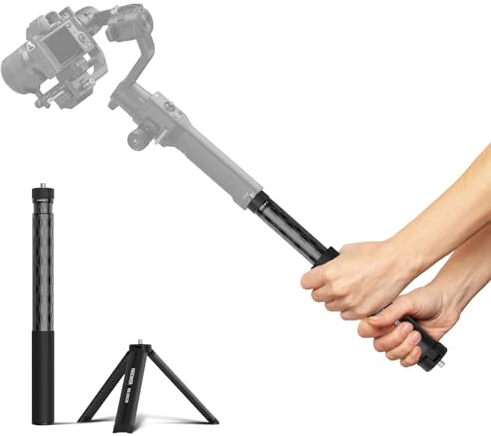 NEEWER Asta Prolunga per Gimbal in Fibra Carbonio, Stabilizzatore Boom Pole Telescopico da 33-74cm con Vite 1/4 e Treppiede da Tavolo Pieghevole, Compatibile con DJI Ronin RS Feiyu Zhiyun, MS-300CM