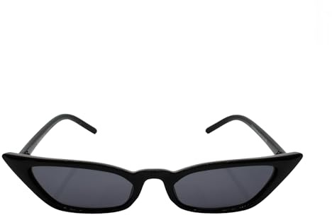 Luxxada Sonnenbrille Cateye Schwarz Schmal Weiß UV400 Damen Festivalbrille Getönt Micro Katzenaugen Brille Rahmenfarbe weiß