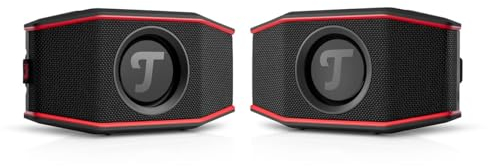 Teufel ROCKSTER GO 2 Stereo Set Bluetooth Speaker - Tragbarer Lautsprecher für draußen, mit Langer Akkulaufzeit (28 h), Wasserdicht IP67, Wireless Musikstreaming, USB Soundcard, Outdoor -schwarz/rot
