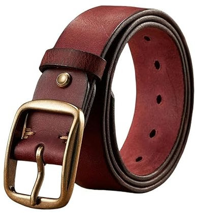 YLCYDLYU Gürtel Herren Dicke Kuhlattenkupfernadel Schnalle Wirklich Echter Ledergürtel Für Jeans Mode Casual Gürtel Männer Bund Retro Luxus Männlicher Gurt-Rotbraun-125 cm