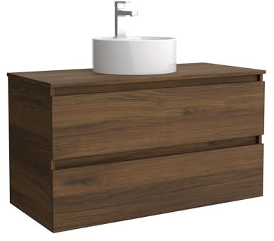 Salgar Mueble de baño Bequia 100cm + Encimera + Lavabo posar | Nogal|100x45x56