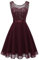 Berylove Damen Kleid Glitzer Abendkleid Knielang Cocktailkleid Damen Kurz Kleid Damen Festlich Flieder BLP7005XP Burgundy M