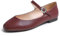 Feversole Women's Square Toe Mary Jane Fashion，Punta Quadrata Easy Buckle Tacco Basso Slip On Flats Mary Jane Quadrata Borgogna Taglie 39 EU