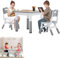 YRHome 60x60cm Kindertisch mit 2 Stühlen Kindersitzgruppe Höhenverstellbar Kindersitzgarnitur Picknicktisch Kindermöbel Sitzgruppe für Jungen Mädchen ab 2 Jahren Grau