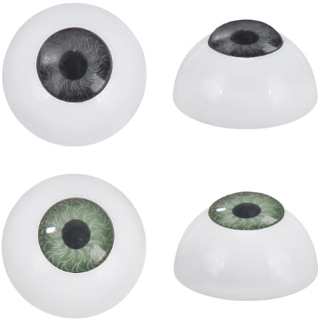 PH PandaHall 2 pares de globos oculares realistas de Halloween de 18 mm, ojos humanos semicirculares, globos oculares para marionetas, ositos de peluche, decoración de fiestas, color verde y gris