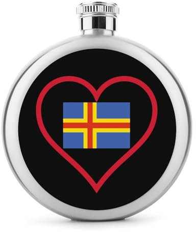 I Love Aland Island and Heart 5 Oz Hip Flasks for Liquor Stainless Steel Wine Flask Pocket Flask for Wedding Party Supplies
