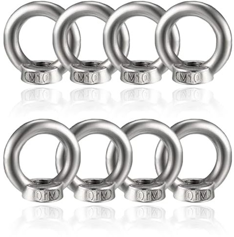 Augenmutter, 10 Stück Ringmutter M10, Ringmutter Edelstahl, Edelstahl Augenmuttern für Seilmontage, Hebezubehör, Oberflächenpolieren, Silber