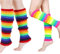 COWANIEE 2 Pairs Rainbow Leg Warmers, 80s Neon Knit Leg Warmers