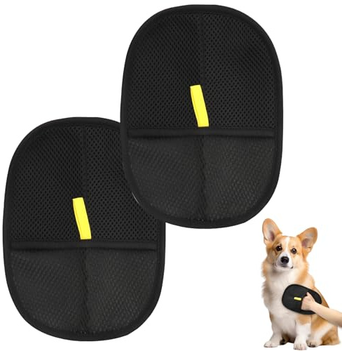 DAWRIS 2 Stück Doppelseitige Fellpflegehandschuh für Pets, Antistatische Massagehandschuh Katzen und Hunde, Wiederverwendbare Tierhaarentferner Handschuh, zum Waschen, Hair Removal, Fellpflege
