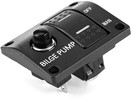 Bilge -Pumpenschalterschalterplatte, LED Auto/Off/Manual 12V 24 V, Gebautes 15A -Leistungsschalter, Metall -ABS -Material, Schwarze Farbe, für Boot Yacht Marine