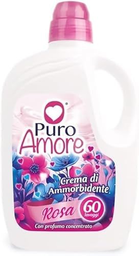 Puro Amore Ammorbidente Liquido, Con Profumo Concentrato, 4 Bottiglie da 60 Lavaggi, 240 Lavaggi Totali (ROSA)