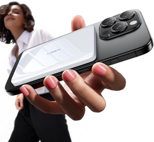 LISEN Powerbank MagSafe Slim Magnetische, Schnellladung 5000mAh Ultraleicht 106g, Wireless Powerbank iPhone, Induktives Laden, Handy-Akkuhüllen für iPhone 17e 16 Pro Max (Alpenschnee)