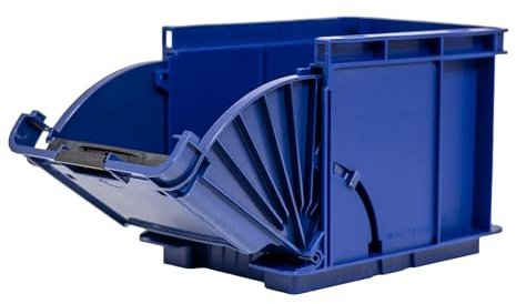 RODOPI 4X Lagerbox KLT Nachtblau Größe 1 – Eurobox Stapelbox Kunststoff 197x148x147 mm, freier Zugriff ohne Quersteg, 2-stufiger Klappmechanismus
