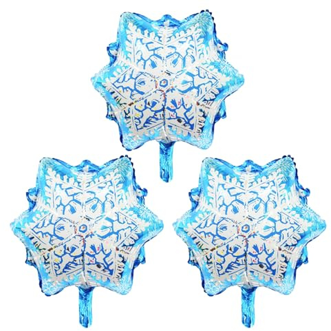 Koboko 3 Stück Schneeflocken Luftballons Weihnachten, Luftballon Weihnachten Deko, Weihnachtsballons Weihnachtsparty Deko, Weihnachts Luftballons Frozen Geburtstagsdeko, Folienballon Weihnachtsdeko