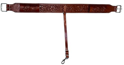 Hulara Western Carved Leather Rear Flank Back Saddle Girth Cinch Belt with Bucking Strap Comfytack |Premium Flank Cinch Belt Leather Horse Girth