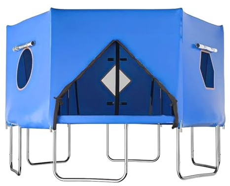 Gekufa Trampolin Outdoor Zelt 427cm Trampolin Überdachung Abdeckung, Trampolindach Zubehör für Gerade Stangen Trampoline mit 6 Stangen für Wind und Sonnenschutz (Bleu)
