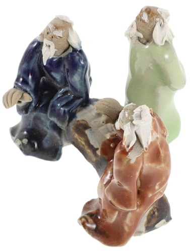 MAGICLULU Figurine d’Érudit Chinois en Céramique pour Plante Miniature, Décoration de Table à Thé, Légère et Facile à Déplacer, Intérieur et Bureau