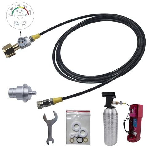 Sodawasser-Maschine Gaia Terra DUO ART CO2-Befüllung 2,5 m Schlauch Abfüllstation mit QUICK CONNECT Adapter und Manometer
