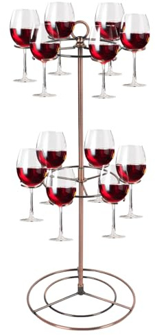 12-Slot Cocktail Tree Stand - Iron Champagne & Wine Display Holder for Gin Cockta and Drinks - Elegant Bar for Home and Events