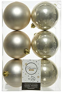 6 Weihnachtskugeln Christbaumkugeln Kugeln Baumkugeln perle - champagner bruchfest 80mm …