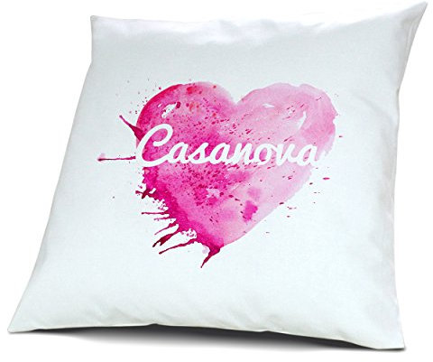 digital print Kopfkissen mit Namen Casanova - Motiv Painted Heart, 40 cm, 100% Baumwolle, Kuschelkissen, Liebeskissen, Namenskissen, Geschenkidee