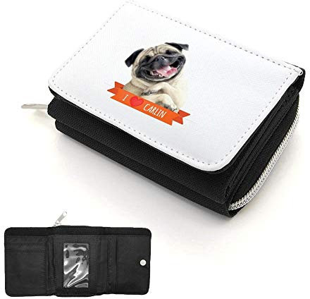 Mygoodprice Geldbörse mit Klappe für Mops 1, Schwarz , one size