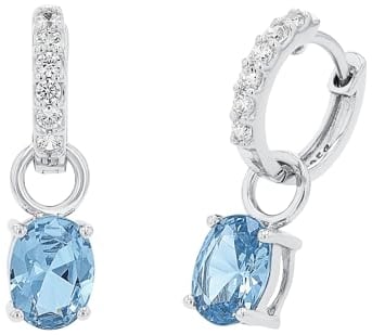 Amor Creolen 925 Sterling Silber Damen Ohrschmuck, mit Zirkonia synth., 2,2 cm, Blau, Kommt in Schmuck Geschenk Box, 2022071
