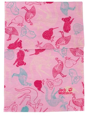 Jack Wolfskin Jungen Schlauchschal Kind Print Headgear Kids, Pink Tulip Allover, One Size, 1907771-7530