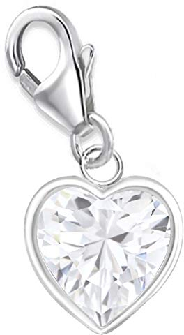 Goldene Hufeisen Zirkonia Herz Charms Anhänger für Bettelarmband 925 Silber Kinder Mädchen Damen Sterlingsilber