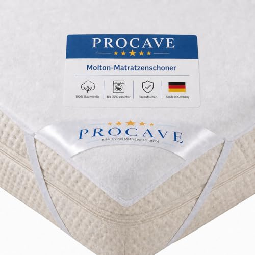PROCAVE Molton-Matratzenschoner in weiß, Matratzen-Auflage aus 100% Baumwolle, hochwertige Moltonauflage als Matratzenschutz, Premium Qualität Made in Germany 70x200 cm