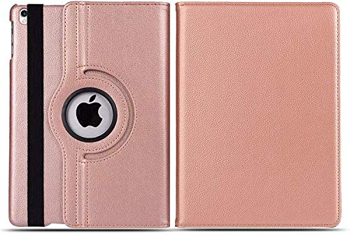 Funda para iPad 2, 3 y 4 (modelos más antiguos) con rotación de 360 grados, de piel, función atril, funda inteligente para iPad 2, iPad 3, iPad 4 (oro rosa)
