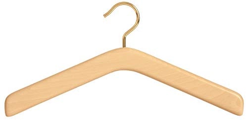 Garderobenbügel ECO 508 Natur mit vermessingtem Haken aus Buchenholz 43 cm breit