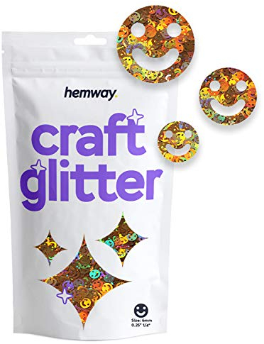 Glitzer zum Basteln Smiley-Gesichtsform Pailletten Party-Dekoration goldfarben holografisch für Nägel Körper Gesicht Kunsthandwerk 50 g