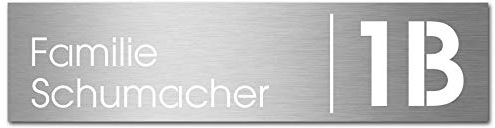 MOCAVI Stick 501 Briefkastenschild mit Hausnummer und Namen Edelstahl V4A graviert, groß, selbstklebend, passend für SafePost Paket-Briefkasten 45M und SBox 301