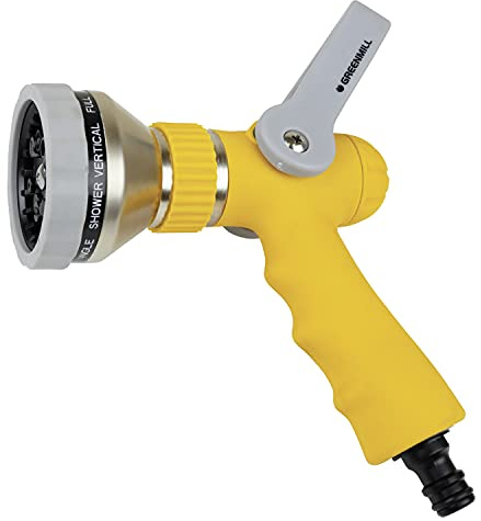 Greenmill GB2320C Multifunktions-Spritzpistole mit 10 Funktionen Feuerwehr Strahlrohr Gartenbrause Garten Handbrause Spritze Metallkörper