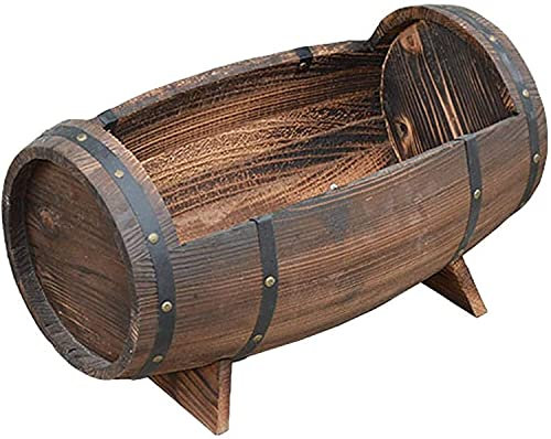 EIIDJFF Hochbeete Für Garten Horizontale Weinfass-förmige Blumentopf Pflanzer Balkon Blumenständer angehoben Gartenbeet Pflanzen (Size:30×26×22 cm)