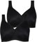 Ulla Popken Reggiseno in Microfibra, Confezione da 2 Coppe C-D, Opaco, Nero, 7D Donna