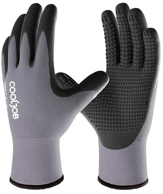 COOLJOB Work Gloves, 3 Pairs Nitrile Coated Safety Work Gloves for Men, Dots for Anti-Slip Grip, X-Large (3 Pairs XL)