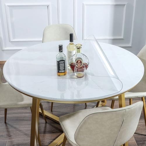 AimerGro Protector redondo transparente para mesa de comedor, 1.5 mm de grosor, plástico, vinilo, para mesa auxiliar, mesa auxiliar, escritorio, bar, sofá, cubierta de protección circular para silla