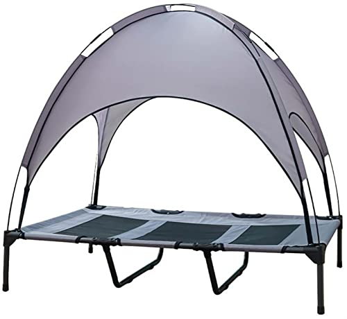 GZGLZDQ Orthopädisches Hundebett mit abnehmbarem Solarzellen-Dach, Sommeratmungsaktives Netz-Hochbett für Hunde-Arthritis-Schmerzlinderung, faltbares Hunde-Hochbett für Garten und Camping