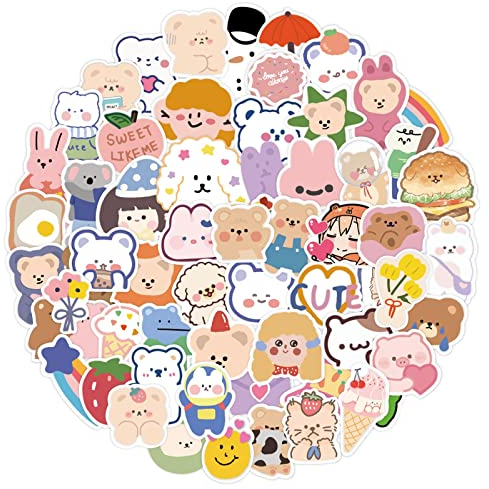 Kawaii-Aufkleber, niedliches Anime, Tier, ästhetisch, Vsco, japanischer Meme-Aufkleber, Kawaii-Aufkleber für Laptop, Wasserflasche, Zimmer, Wohnheim, Dekoration, Zubehör, Tagebuch, wasserdicht, Bär,