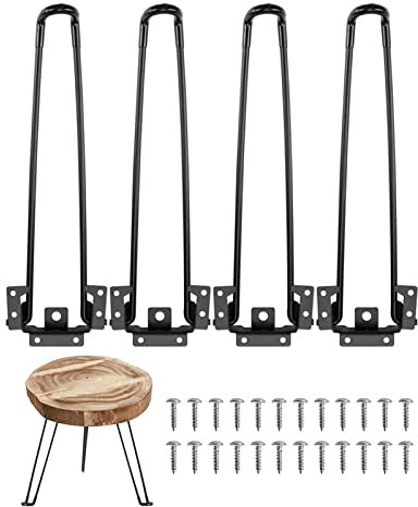 Lot de 4 Pieds de Table Pliants en Épingle à Cheveux, Bricolage Table de Camping Pliante Portable, Jambe de Table Basse en Métal, pour Ordinateur Portable(Color:black,Size:420mm/16.54in)