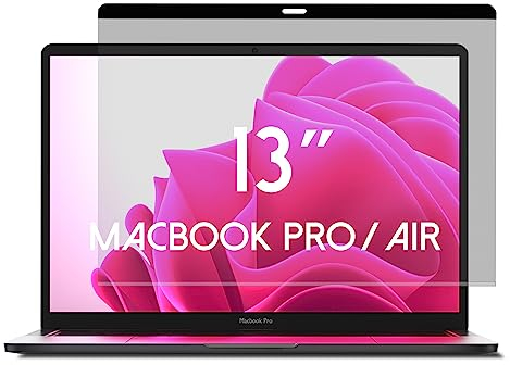 ANBAC Magnetic Privacy Screen for Macbook Pro 13 Inch (2016-2022, M1, M2) / Macbook Air 13 Inch (2018-2021, M1), Removable Laptop Privacy Filter, Blue Light Blocking Shield and Protector