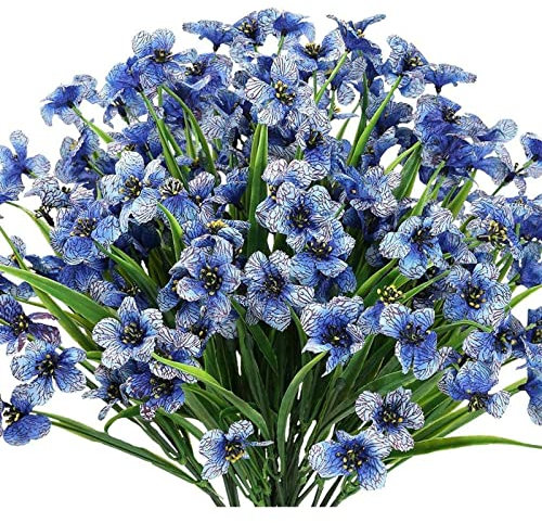 CHAMEEN Künstliche Blumen 6 Stück Kunstblumen Grün UV-beständige Pflanzen Sträucher Unechte Blumen Innen Draussen