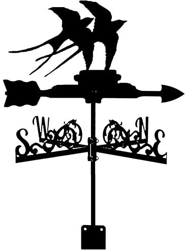 Hirondelle Silhouette Girouette Noir Peinture en aérosol Girouette Indicateur de Direction du Vent pour extérieur Jardin Toit Paddock Garage Coupole Décoration