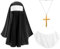 Kaerm Damen Nonnenhaube Nonnenkostüm Set Kloster Nonnen Kostüm 3 TLG. Ordensschwester Kostümset Faschingskostüm Kirche Bibel Mottoparty Accessoires Type A One Size