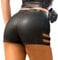 Leder Shorts für Damen Kurz Lederoptik Glanz PU Hose Push Up Kunstleder Hotpants Sexy Hohe Taille Mini Shorts Elastisch Kurze Hose Fasching Rave Tanz Nachtclub Karneval Gogo Clubwear Schwarz E M