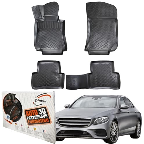 Trimak Passgenau 3D Fussmatten Auto Kompatibel mit Mercedes E Klasse W213 ab 2016 Auto Zubehör 1. und 2. Reihe Gummimatten Autos TPE Allwetter Geruchlos rutschfest Vorne & Hinten Schwarz