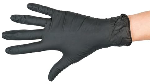 Black Disposable Vinyl Examination Gloves | Medical | Industry | Hair, Beauty | Food | Janitorial | Powder Free | Latex Free | 1 Box of 100 (Black, Extra Large)