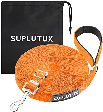 Schleppleine für Hunde, Laufleine für Hunde – Verstellbare Hundeleine mit Gepolstertem Griff inkl. Aufbewahrungstasche, Ideal für Training, Spaziergänge und Outdoor (Orange, 10m/32ft)